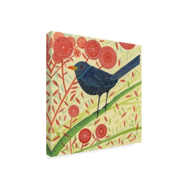 Michelle Campbell 'Blackbird Red Floral' Canvas Art,35x35